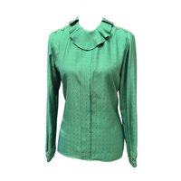 Vintage Emerald Green Long Sleeve Blouse - Size 12