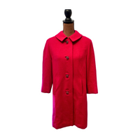 Timeless 1950s Red Wool Overcoat - Size S