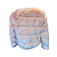 Light Pink Plush Fleece O Collar Short Coat– Size M