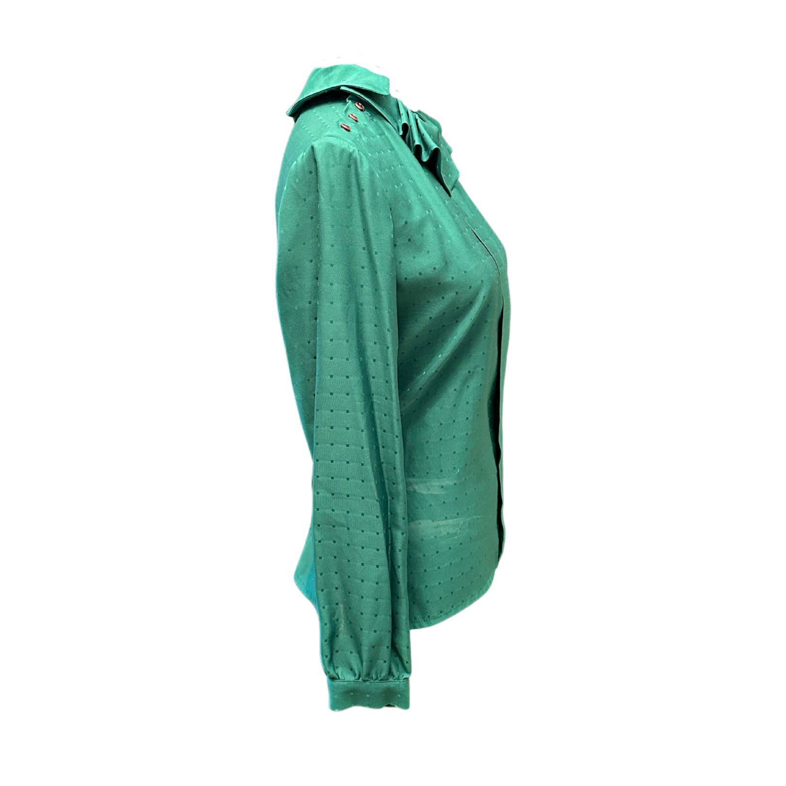Vintage Emerald Green Long Sleeve Blouse - Size 12
