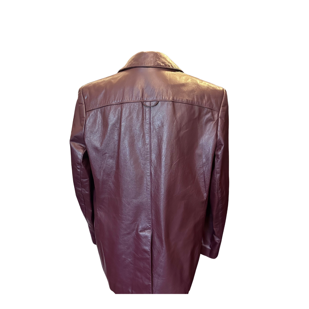 1970s Etienne Aigner Oxblood Leather Jacket- Size 12