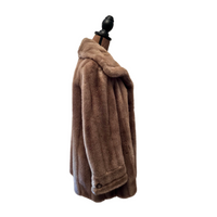 Brown Shawl Collar Faux Fur Swing Coat - Size M
