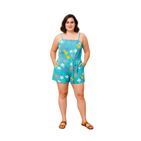 Retro Turquoise Belted Playsuit – Size 18