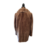 Brown Shawl Collar Faux Fur Swing Coat - Size M