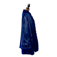 Luxurious Dark Blue Faux Mink Coat - Size XL