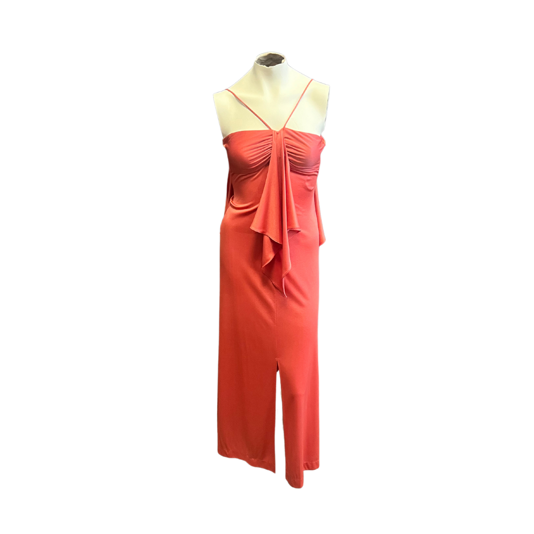 Disco Diva 70s Maxi Dress in Peach - Size S