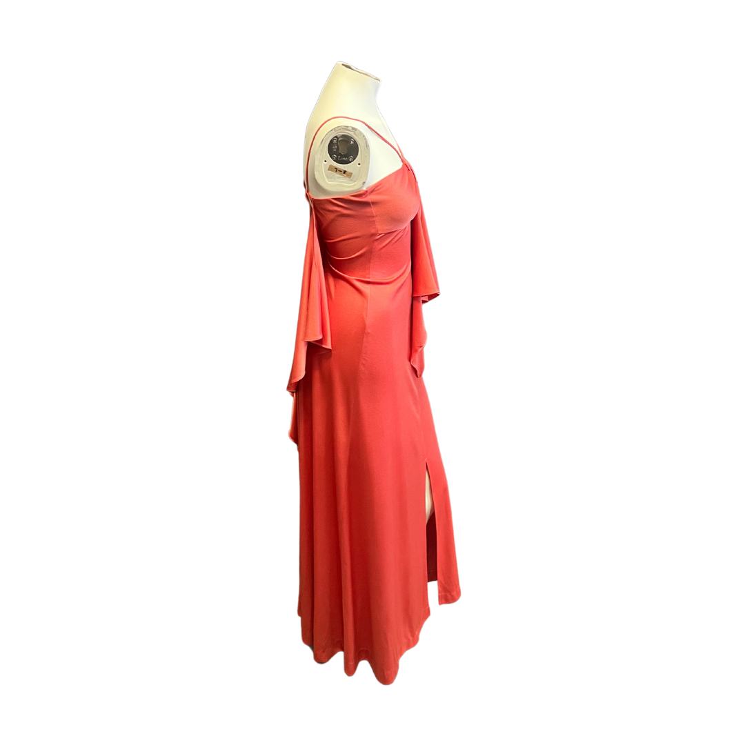 Disco Diva 70s Maxi Dress in Peach - Size S
