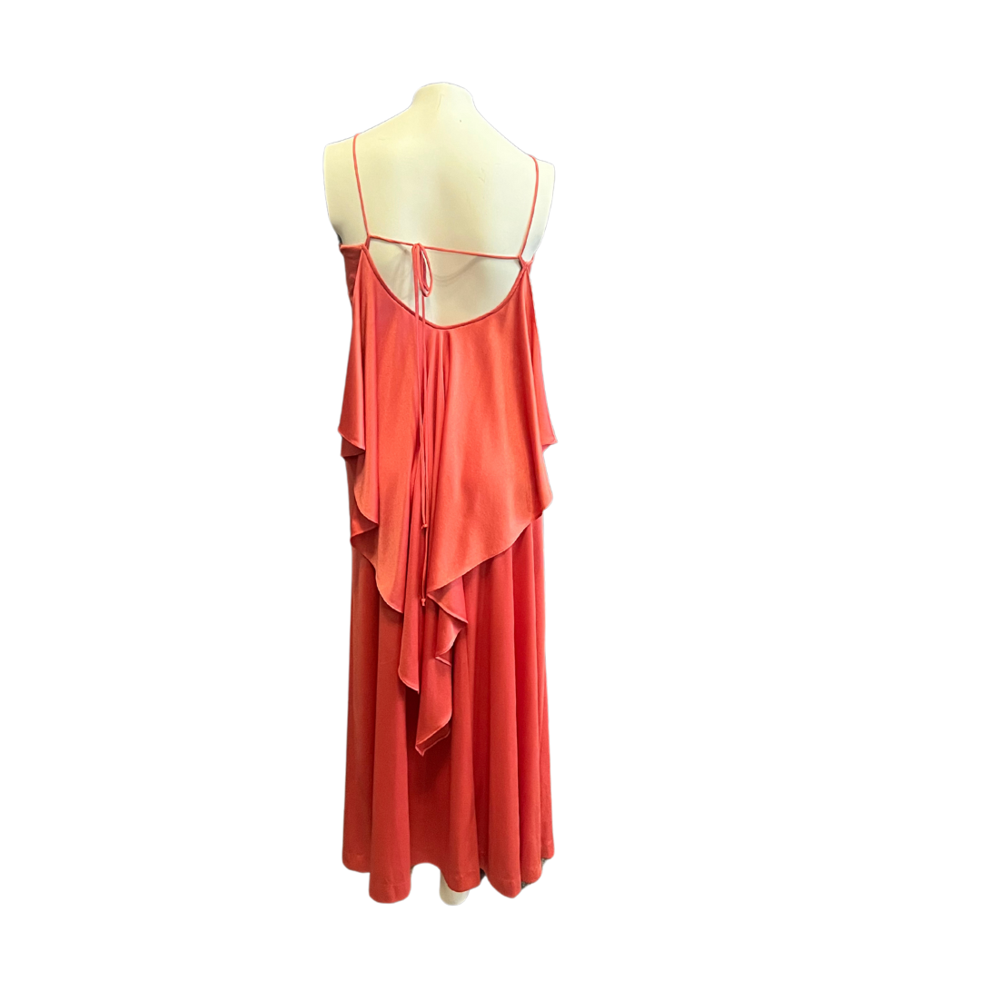 Disco Diva 70s Maxi Dress in Peach - Size S