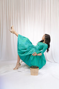 1950s Emerald Green Bateau Cocktail Dress - Size S