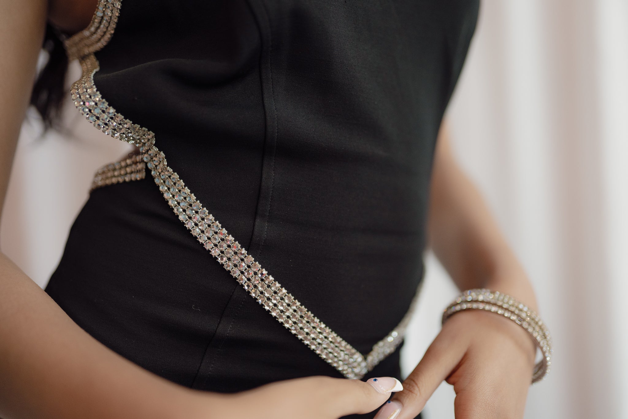 1990s Cache Rhinestone Backless Maxi Dress - Size 8