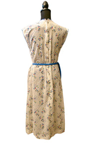 1960s Jennifer Gee Blue Belted House Dress