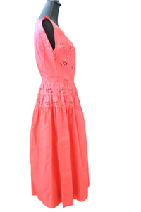 1960s Red Eyelet Cocktail Dress