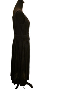 Chic Black Belted Button-Front Summer Dress – Size S