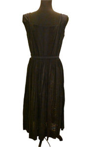 Chic Black Belted Button-Front Summer Dress – Size S