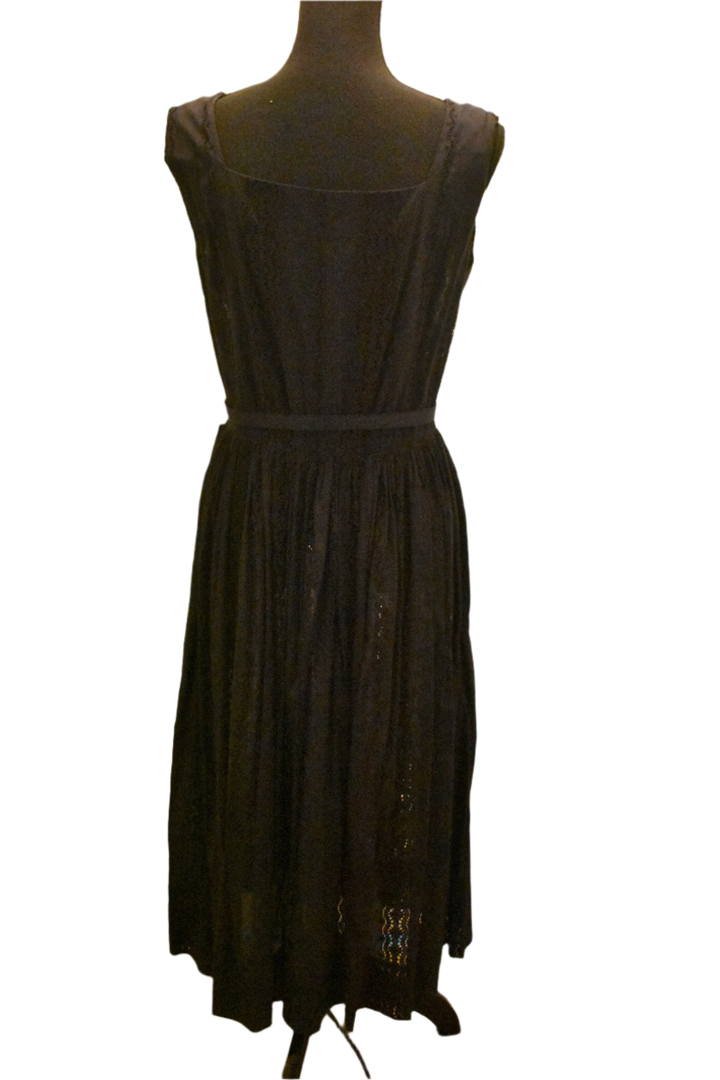 Chic Black Belted Button-Front Summer Dress – Size S