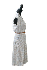 Vintage White Belted Button-Front Day Dress – Size XS