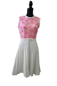 Kay Windsor Vintage Drop Waist Dress in Pink & White