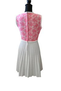 Kay Windsor Vintage Drop Waist Dress in Pink & White