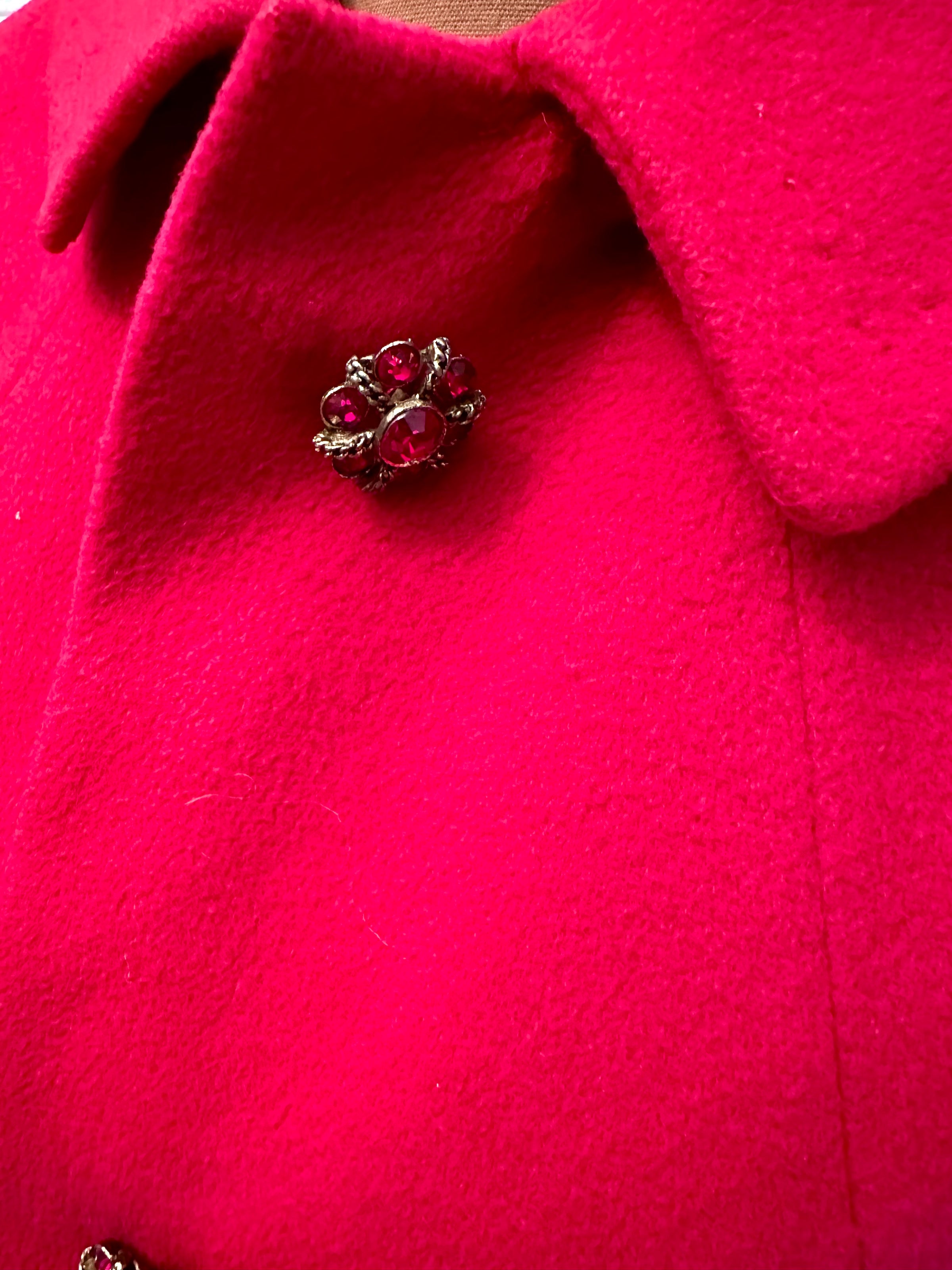 Timeless 1950s Red Wool Overcoat - Size S