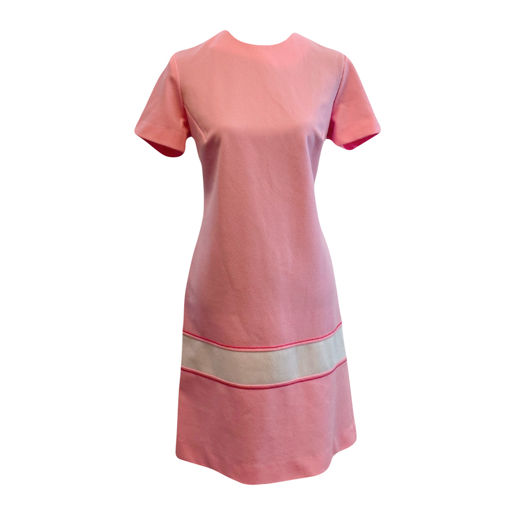 open lace back dress Vintage 1960s Pink White Colorblock Twiggy Micro Mini Dress RESERVED main image 0