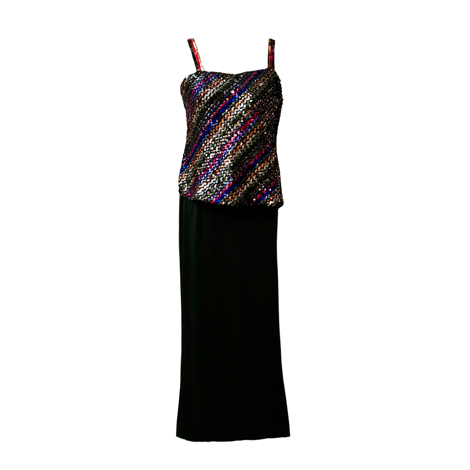 Vintage 1980s Lee Jordan Sequin Gown - Size S