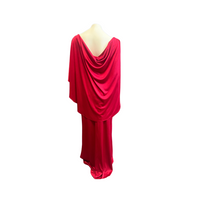Hooded 60s Satin Evening Gown in Red -  Size L