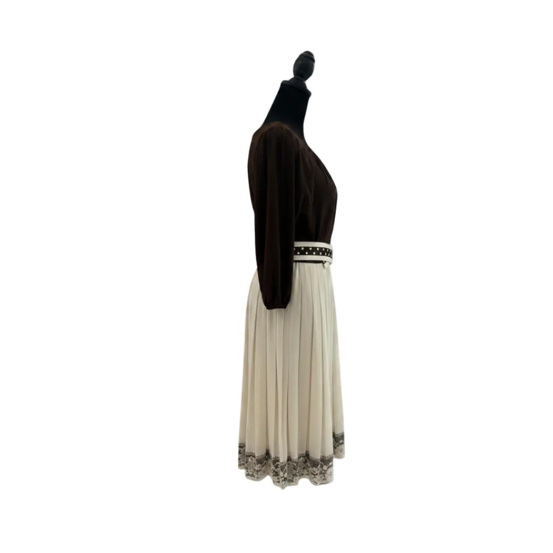 White Chocolate Prairie Herman Marcus Dallas 60s Dress - Size S