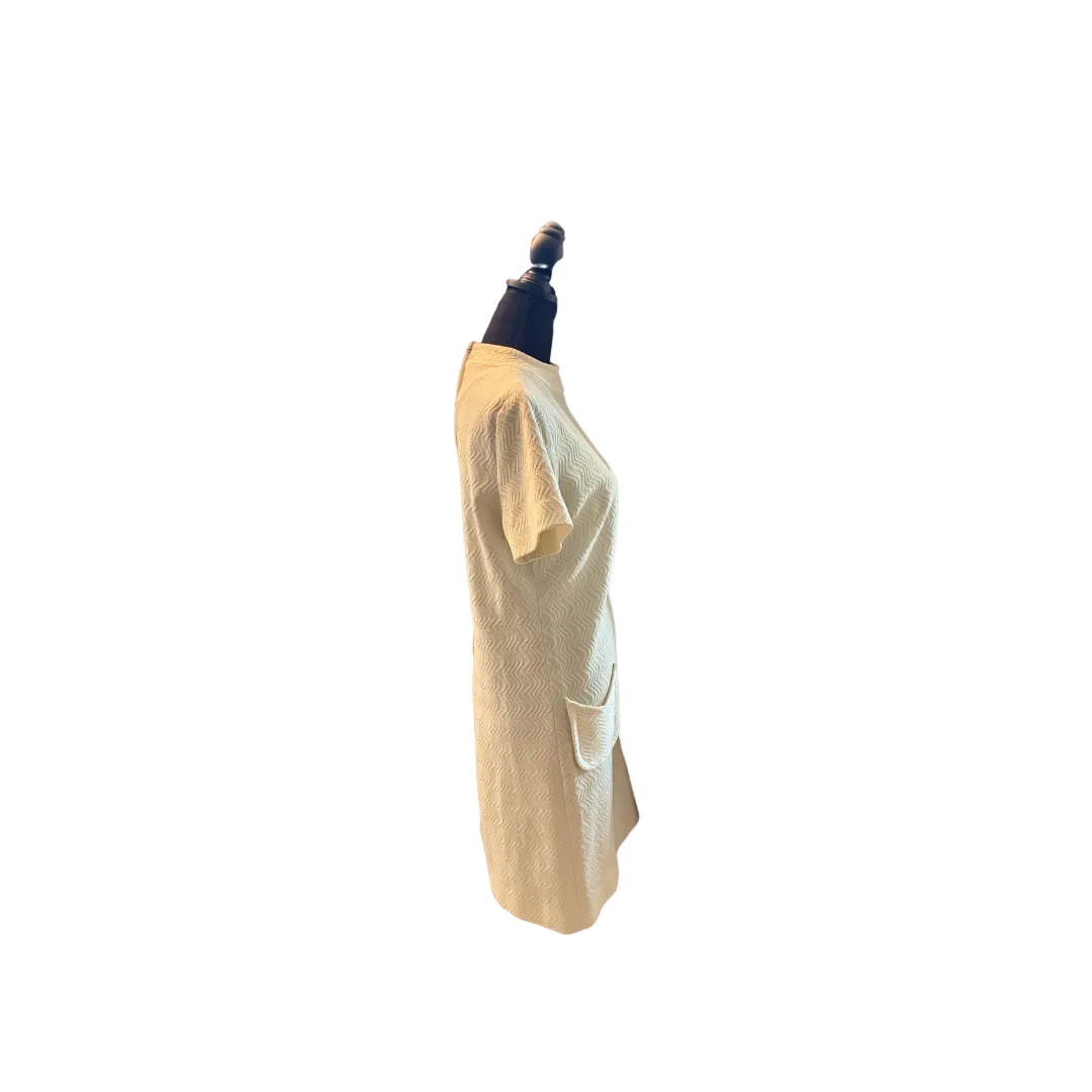 Cream Minimalist Sheath Dress Classic Vintage Day Dress - Size L