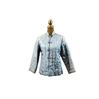 Vintage Asian Brocade Jacket in Sky Blue – Elegant Silk-Style Design