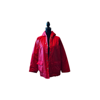 Retro Red Nylon Hooded Jacket – Classic Outdoor Style