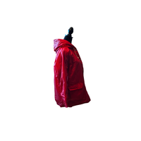 Retro Red Nylon Hooded Jacket – Classic Outdoor Style