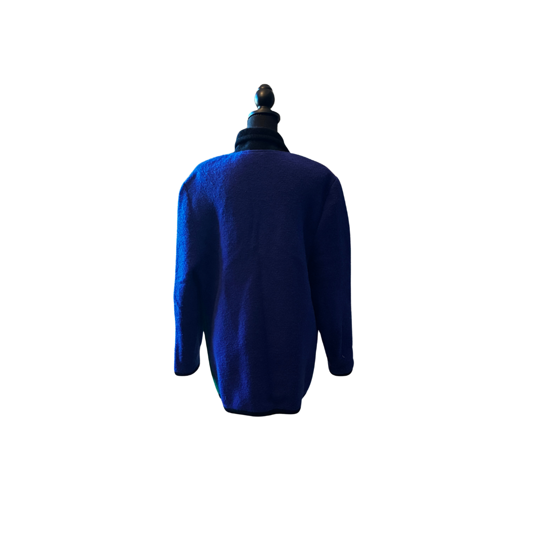 Vintage Colorblock Knit Coat with Shawl Collar