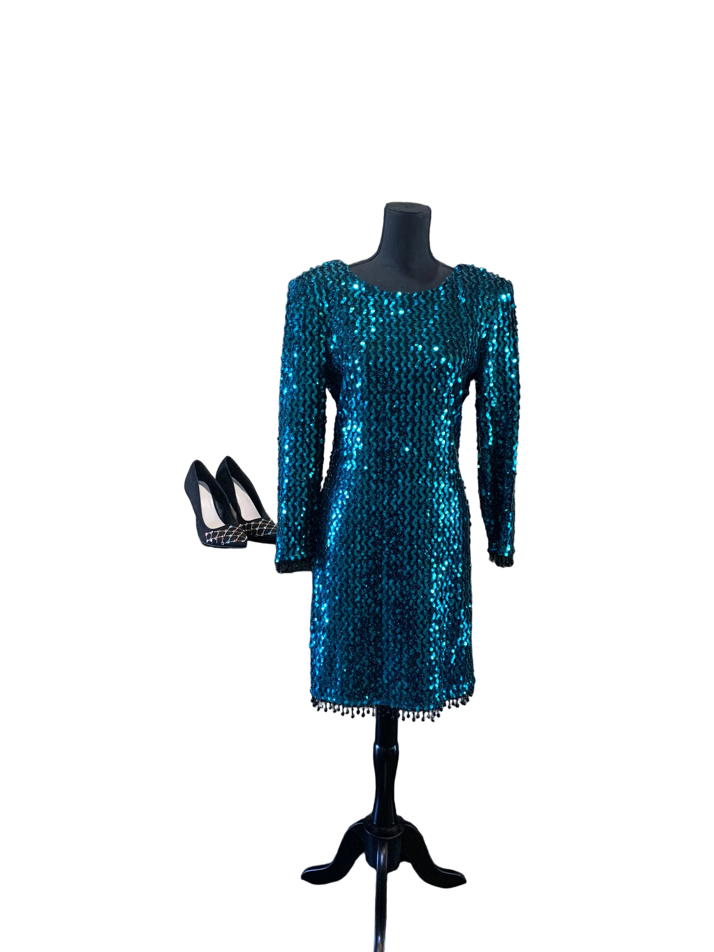 Turquoise Blue Green Sequin Party Dress Jarrod's 80s Evening Cocktail – 2Earthymamas