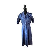 *Clearance*  Periwinkle blue vintage silk dress - *imperfections* Size L