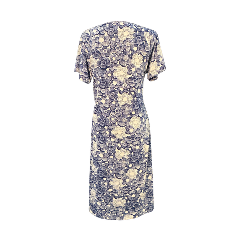 Vintage Blue and White Cotton Shift Dress - Size XL (14)