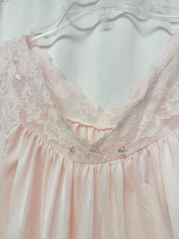 Soft Pink Nylon Floral Lingerie Nightgown by Shadowline – Size M