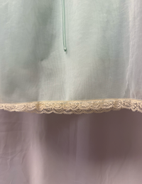 1960s Sheer Aqua Lingerie Slip with Cream Lace Trim – Size 38