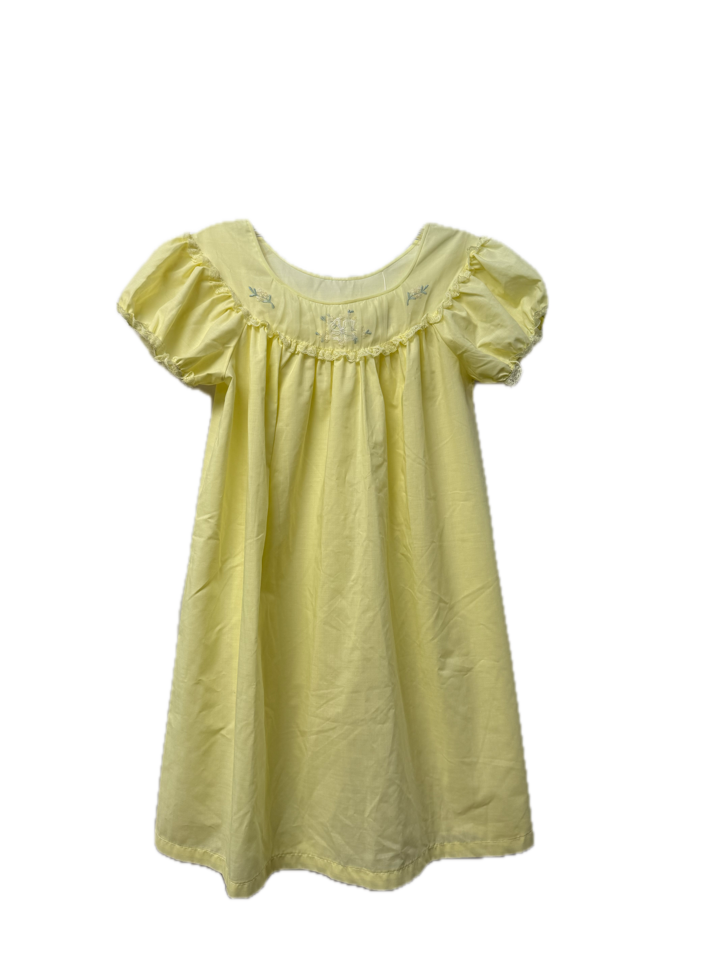 1960s Butter Yellow Babydoll Sleep Dress with Puff Sleeves – Size ___