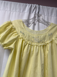 1960s Butter Yellow Babydoll Sleep Dress with Puff Sleeves – Size ___
