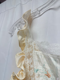 1970s Yellow Nylon Babydoll Nightgown with Floral Embroidery – Size S