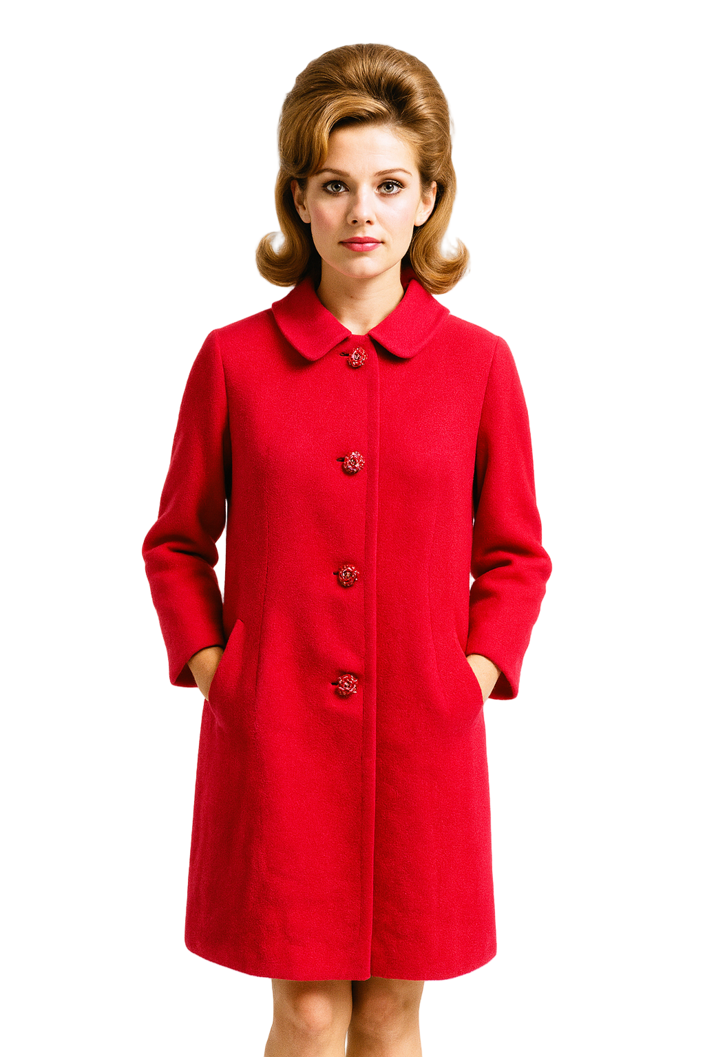 Timeless 1950s Red Wool Overcoat - Size S