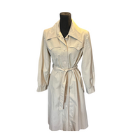 Beige Double-Breasted Belt Trench Coat - Size 10