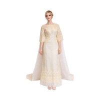 1960s Vintage Ivory Lace Alfred Angelo by Edythe Vincent A-Line Wedding Gown with Sheer Cape Train – Size 4