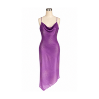 Vintage Purple Metallic Cowl Neck Slip Midi Dress Size M