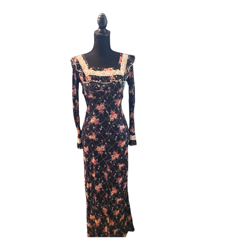 Bobbie Brooks Prairie Style Cottagecore Floral Dress Boho Vintage Fashion