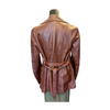 1970s Double Breasted Brown Leather Coat- Size M