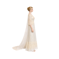 1960s Vintage Ivory Lace Alfred Angelo by Edythe Vincent A-Line Wedding Gown with Sheer Cape Train – Size 4
