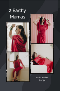 Hooded 60s Satin Evening Gown in Red -  Size L