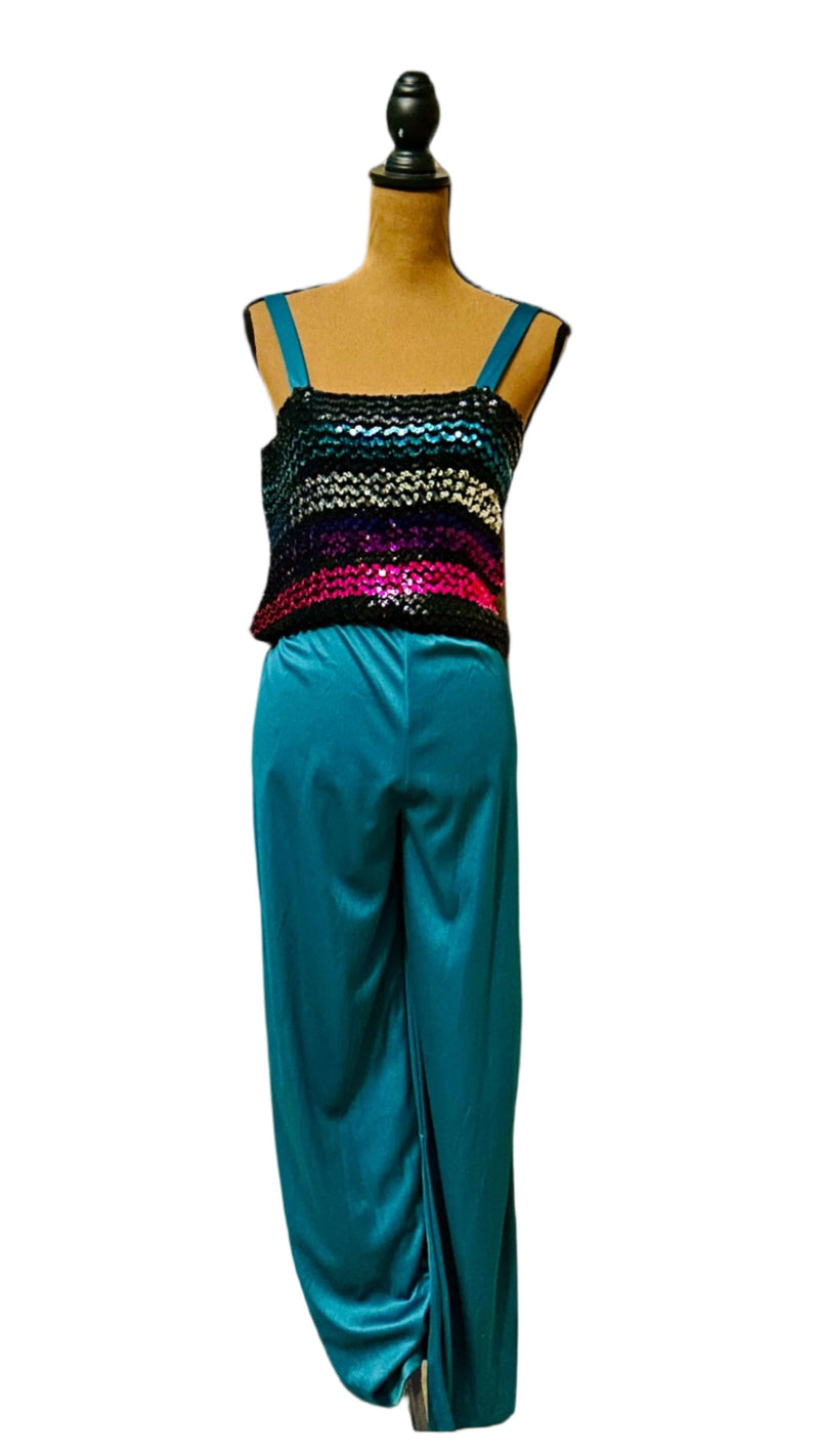 Delightful sequin disco jumpsuit combo size small