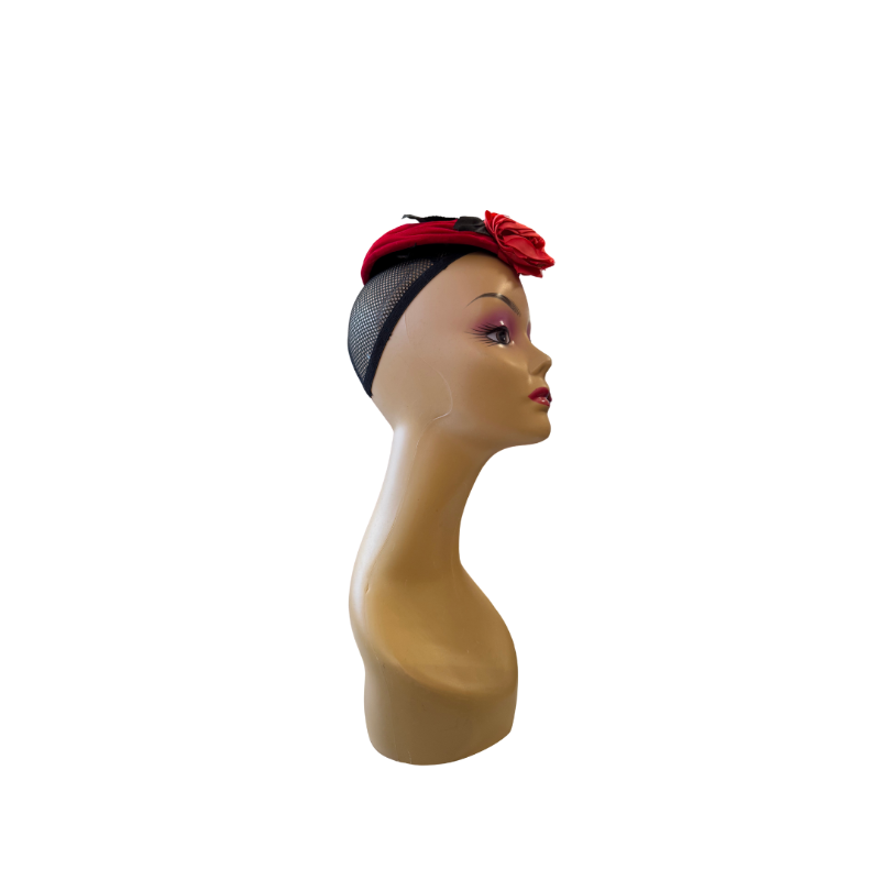 Red Black Velvet Fascinator Hat Brand Guy Mayer